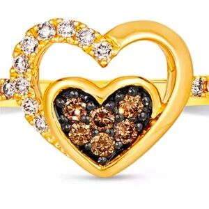 Levian 14k  chocolate & vanilla diamonds double heart ring